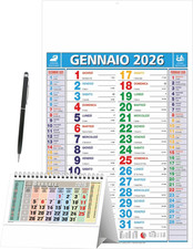 Calendario 2026 Da Parete – Modello Olandese Da Muro 28,8×47 Cm Con Campo Note –