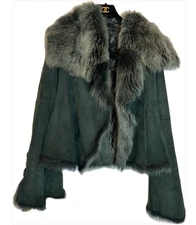 Toscana Sheepskin Shearling Coat Emerald green size S short , reversible