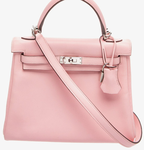 HERMES Rose Sakura Swift Kelly II Retourne 25 Handbag Bag