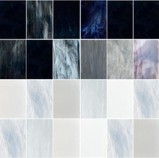 24 Sheets Stained Glass Sheet Assorted White Gray Black Colors, 6 X 4 Inch Stain