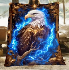 Eagle & Lightning Print Soft Flannel Throw Blanket - Throw Blanket 150x200cm