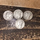 Lot of 4 Mercury Silver Dimes 1943–1944 | 90% Silver | Mixed Dates