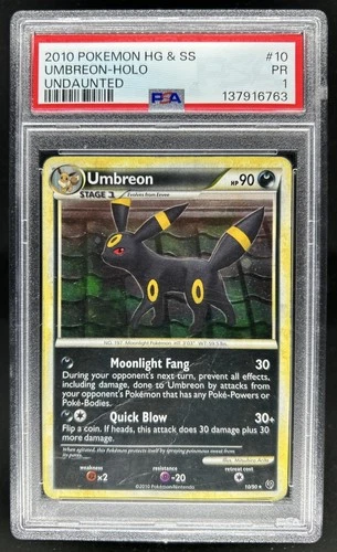 2010 Pokemon HeartGold & SoulSilver Undaunted Umbreon Holo #10/90 PSA 1