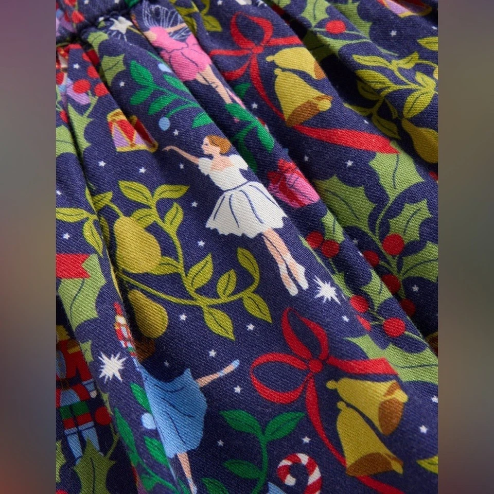 Mini Boden Printed Pull-On Twirly Skirt in Starboard Blue Nutcracker size 10 $48 - Image 2 of 4