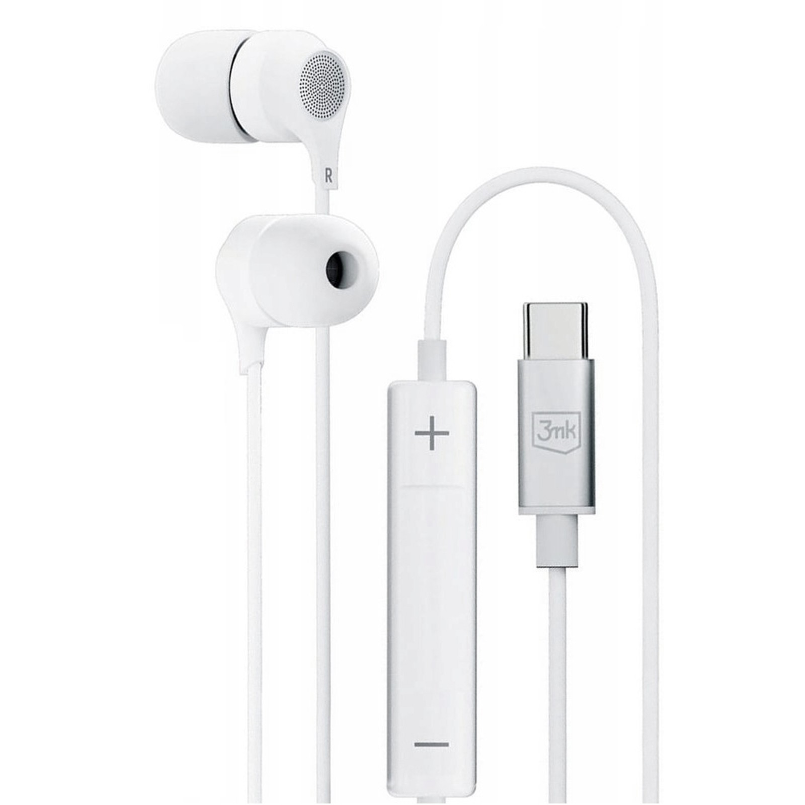 Écouteurs USB-C 3mk filaires pour écouter la musique et téléphoner en marchant blanc