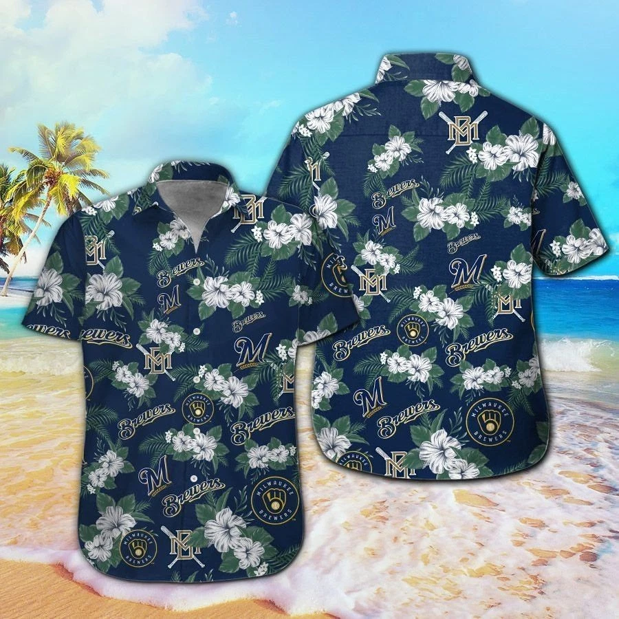 Milwaukee Short Sleeve Button Up Tropical Hawaiian Shirt VER03