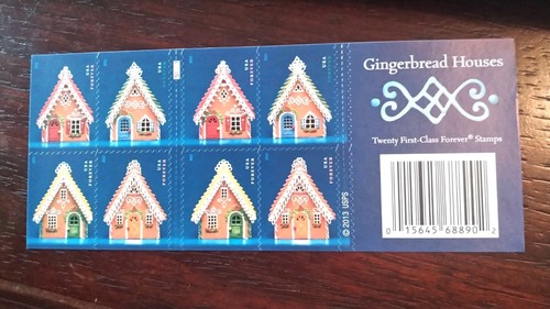 20 US Forever Christmas Stamps, Gingerbread Houses. Mint, Unused,. Free shipping