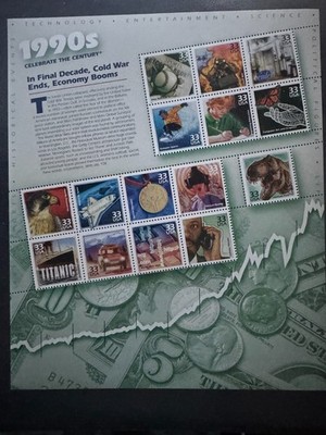 Scott #3191 Celebrate the Century 1990s Pane of 15 33¢ Stamps (1999)