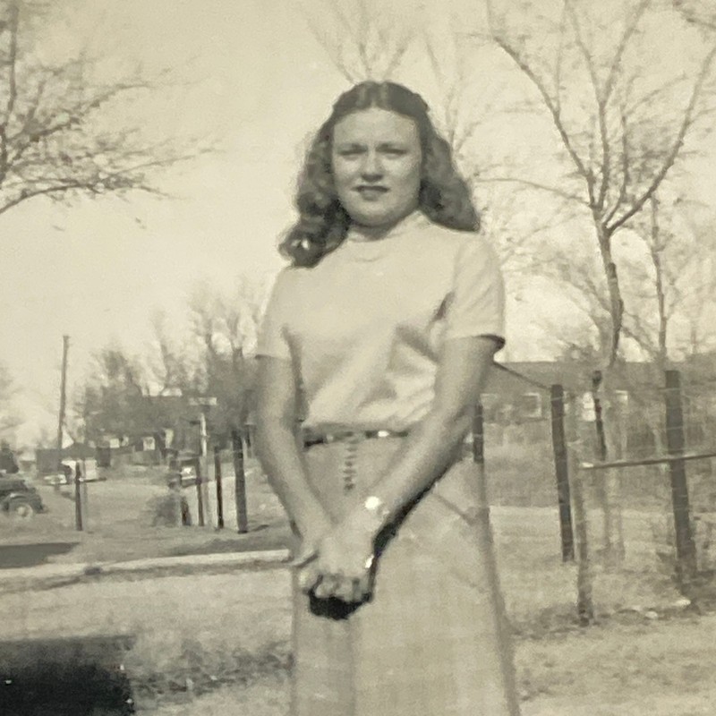 B&W Photo Female Fashion Pleated A Line Skirt Vintage 1940s 1950s