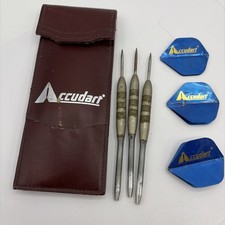 Vintage Accudart 3-Dart Set - Steel Tip Brass Darts with Original Leather Case