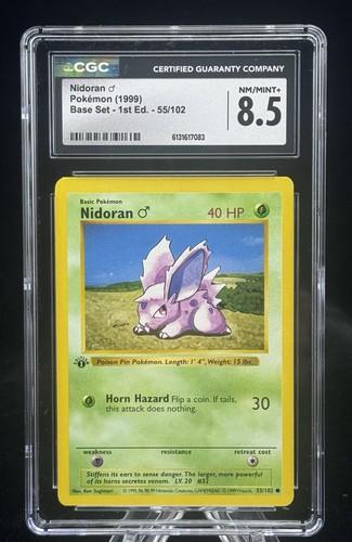 Nidoran ♂ (1st Edition) graded CGC 8.5 for sale on eBay