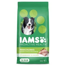 IAMS Adult Minichunks Small Kibble High Protein Dry Dog Food Real Chicken 3.3Lbs
