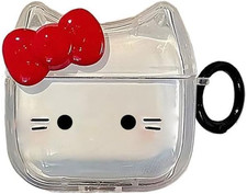 Transparent Clear Earphone Case for Airpods 4, Cute Lovely Cat Face Soft TPU Sil