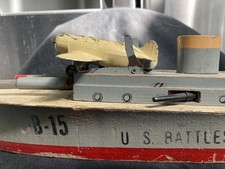 Ww2 Wood Battleship With Metal Plane Made In USA