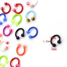 20Pcs/Set C Shaped Ball Acrylic Helix Nose Hoop Ring Piercing Body Jewelry .bf