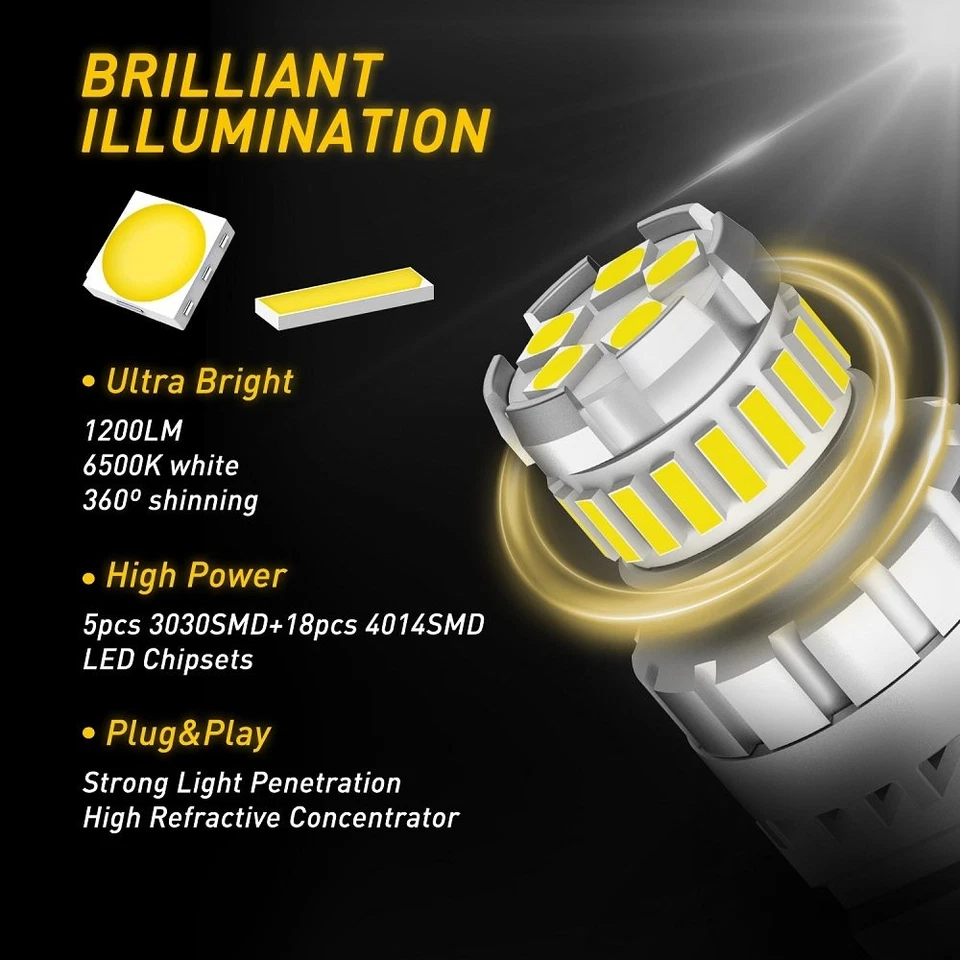 4X For Ford F150 F250 Super Duty White 3157 LED Backup Reverse Tail Light Bulb K - Image 2 of 4