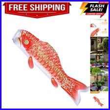 39 Inch Japanese Carp Windsock, Large 3D Gold Stamped Satin Koi Fish Flag, Ko...