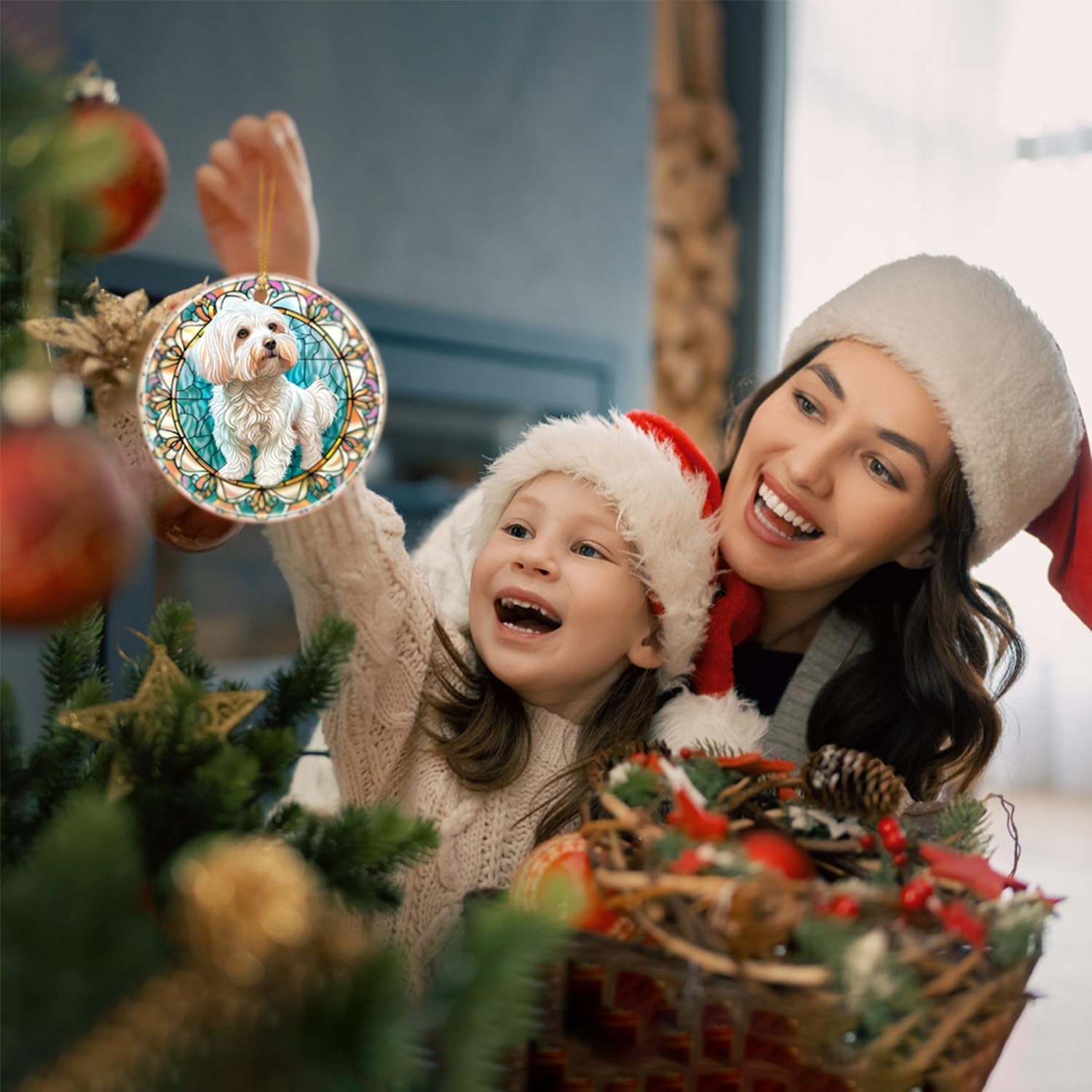 Bichon Frise Christmas Ornament Bauble Keepsake Decor Animal Lovers Tree Gifts 