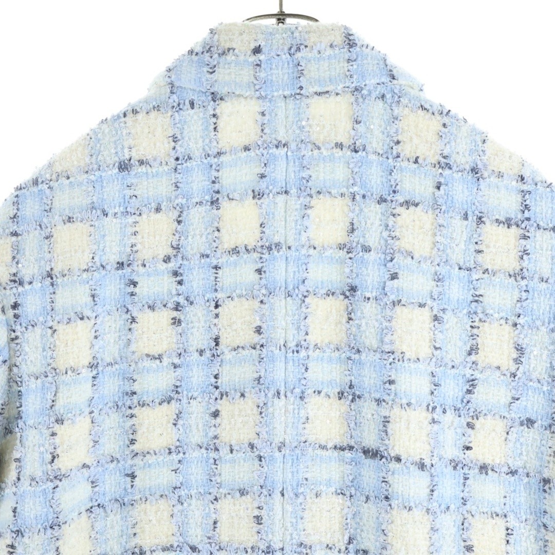 CHANEL 22AW Coco Mark Button Glitter Sequin Fancy Tweed Plaid Tailored Used 2058 thumbnail 4