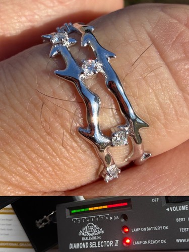 MOISSANITE Custom Iced Crown Of Thorns Jesus Ring Real 925 Sterling Silver