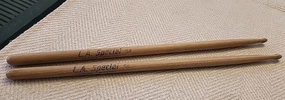 Vintage 1990's L. A. Special Hickory 5A Drumsticks ~ 16'' ~ Made In USA