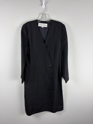 OSCAR DE LA RENTA Vintage Button Dress Size 6 Black