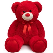 Big Teddy Bear Stuffed Animal Giant Teddy Bear Plush with Red Ribbon Bow Plus...
