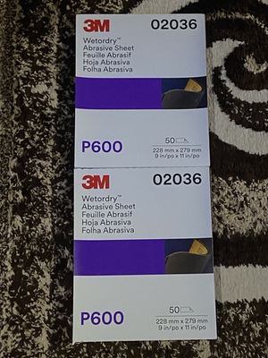 #ad 3M 02036 600 Grit Wet or Dry Sandpaper Sheets 2 Boxes Total $80.00