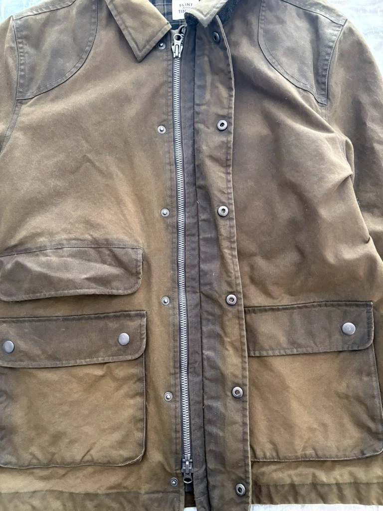 Huckberry Flint and Tinder Hudson Jacket Waxed Waterproof Flannel Lining, Large - product detail image 6
