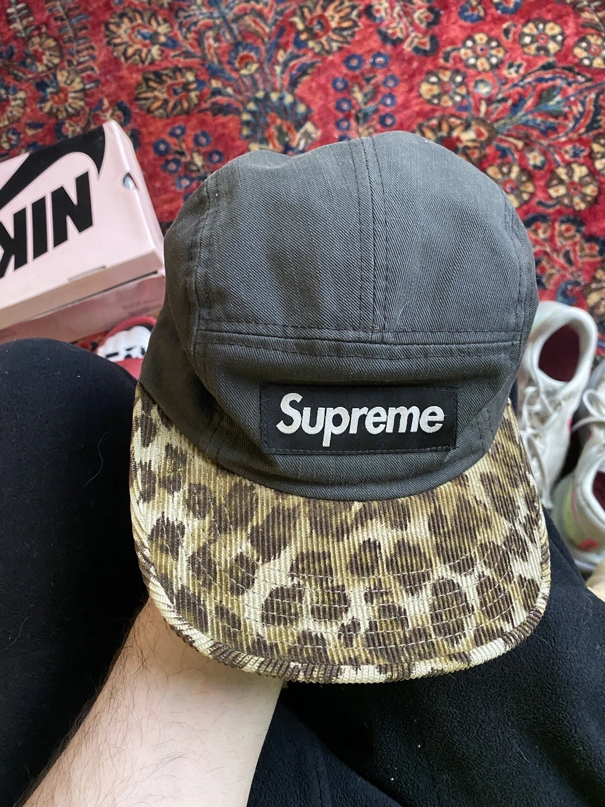 Chapeau léopard noir Supreme Safari Camp Casquette léopard FW2011
