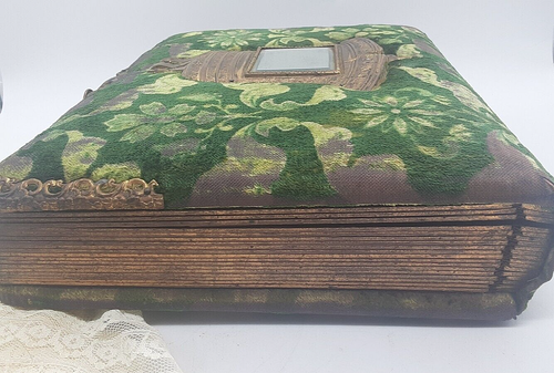 Antico album fotografico famiglia 1800 liberty campana specchio con 31 fotografie "così com'è" - Foto 3 di 15