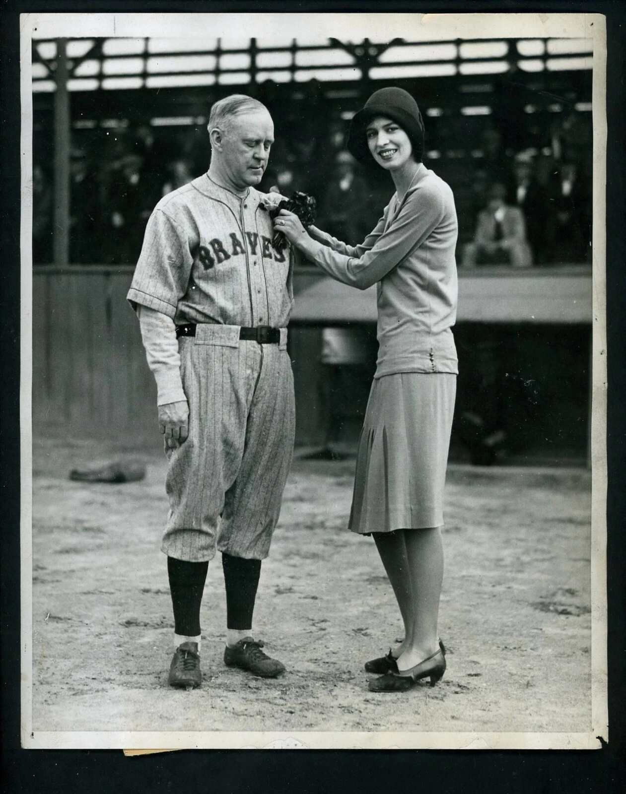 Johnny Evers Margie Little 1929 Type 1 Pacific & Atlantic Press Photo Braves - 画像1/2