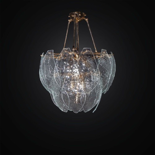 Leuchter Klassisch Gold Mit 20 Glas Murano Transparent 5 Lichter Bga 3020-20v