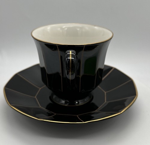 Mikasa Midnight Gold Footed Cup & Saucer Japan L9908 - Picture 2 of 8