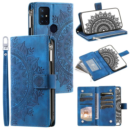 OnePlus Nord N10 Case Datura Leather Zipper Card Slots Flip Wallet Pocket Cover - Picture 3 of 67