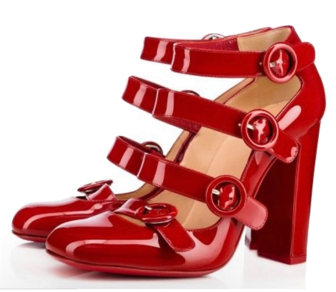 Christian Louboutin レッドハイヒール37 Christian Louboutin Square Toe Red Heels Sz 37.5 | eBay