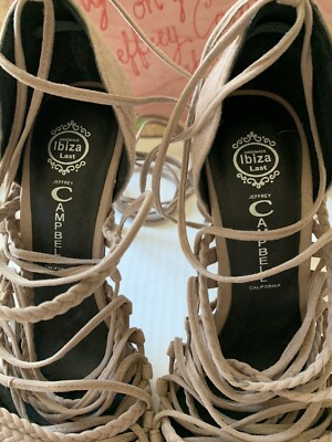 Escarpins Jeffrey Campbell Sabra - Daim Taupe - Talons 4" Lacets - Taille US 7.5 - Occasion