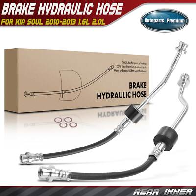 2x Rear Left & Right Inner Brake Hydraulic Hose for Kia Soul 2010-2013 1.6L 2.0L