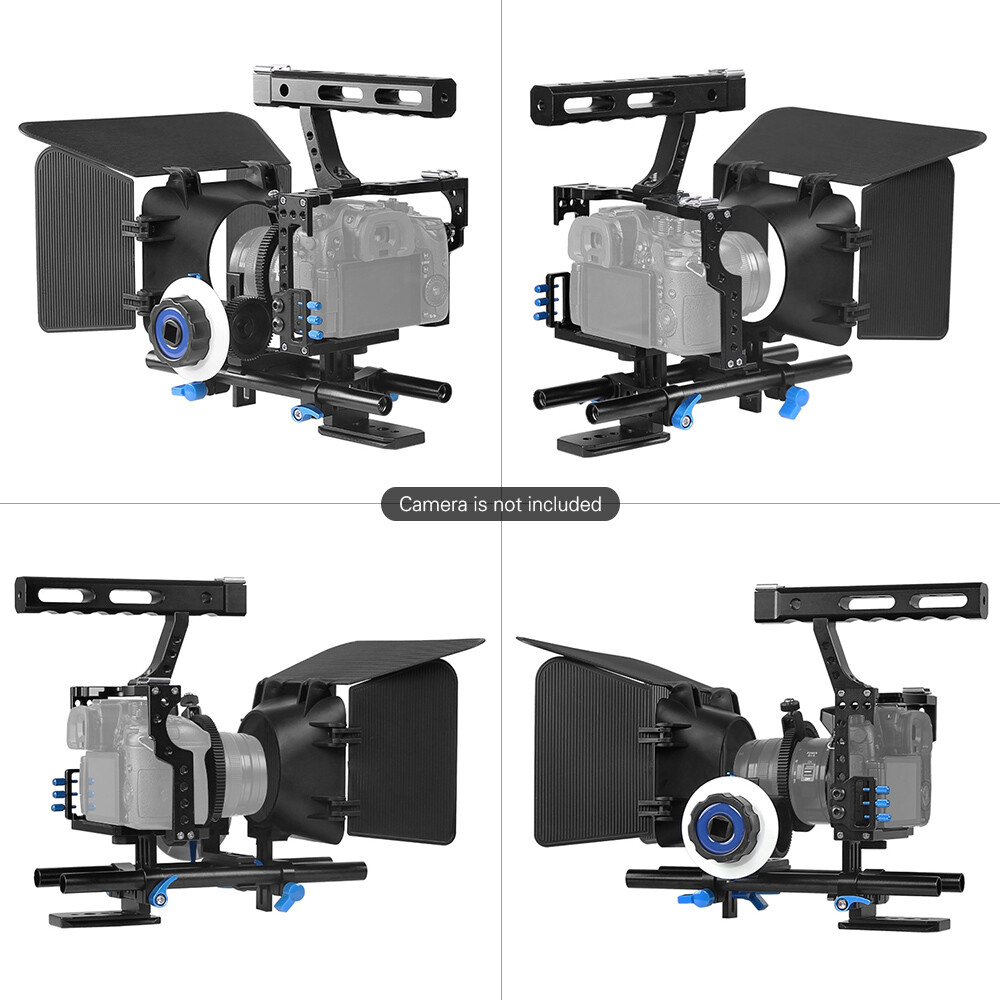 DSLR Camera Camcorder Rig Video Cage Kit Matte Box Follow Focus for