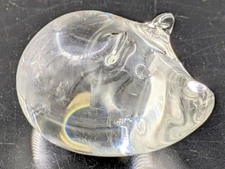 Steuben Crystal PIG Sculpture Figurine Hand Cooler Paperweight Clear Art Glass