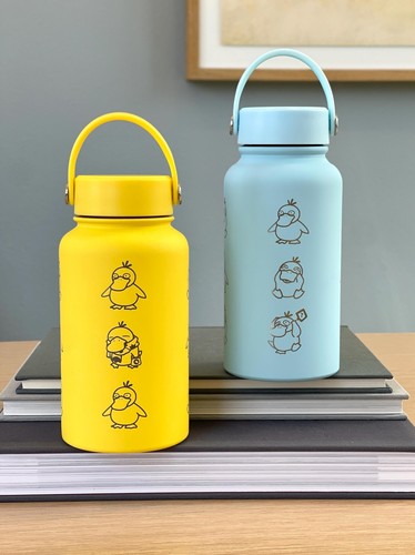 Psyduck Engraved Water Bottle Coffee Tumbler, Funny Gamer Meme Birthday