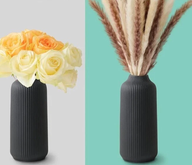 Jarrón de cerámica en florero decorativo nórdico grande para hierba pampeana como florero decorativo boho negro  Foto 4 de 4