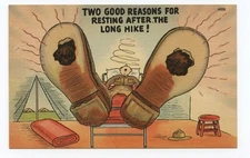 Army Life Sore Feet Comic Art Humor Military Postcard