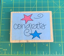 Congrats Stars Wood Mounted Rubber Stamp By Studio G for Alison Wong