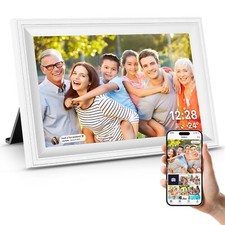 Smart White Digital Picture Frame WiFi Send Photos from Your Phone 16GB Stora...