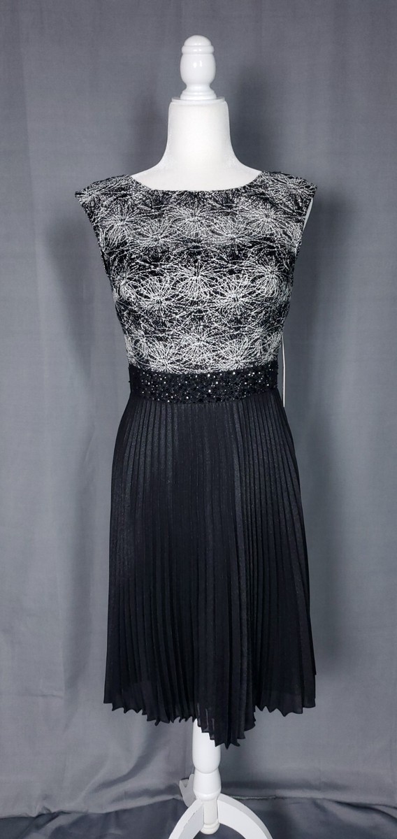 Womens Dress 8 Black Embellished Mixed Media Cocktail Evening Semi Formal  NEW | eBay