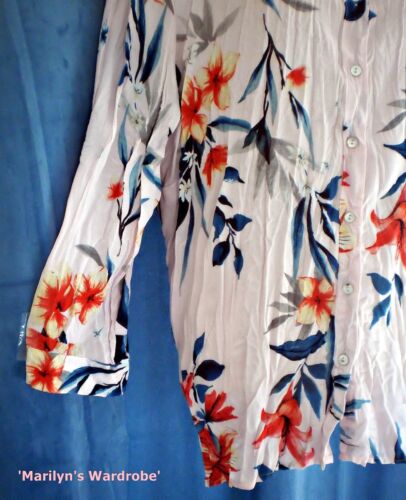 BNWOT 'MILLERS' PINK FLORAL POLYESTER CRINKLE 3/4 SLEEVE SHIRT BUTTON-THRU s.18 - Picture 5 of 9