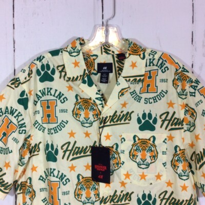 NWT Stranger Things x H&M Hawkins H.S. Relaxed Fit Tiger Hawaiian