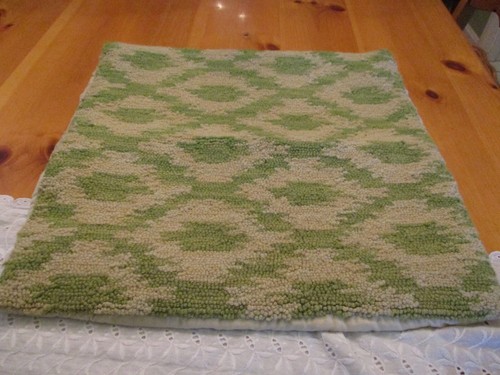 Michaelian Home Wool Hand Hooked 20" Pillow Cover Ikat Diamond Pistachio Grn EUC - 第 1/7 張圖片