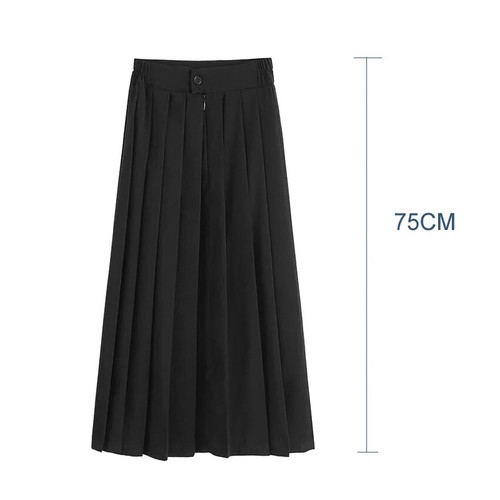 Student Girls Skirt Uniform Pleated Skirt Short/Middle/Long Elastic Waist Dress - Picture 3 of 25